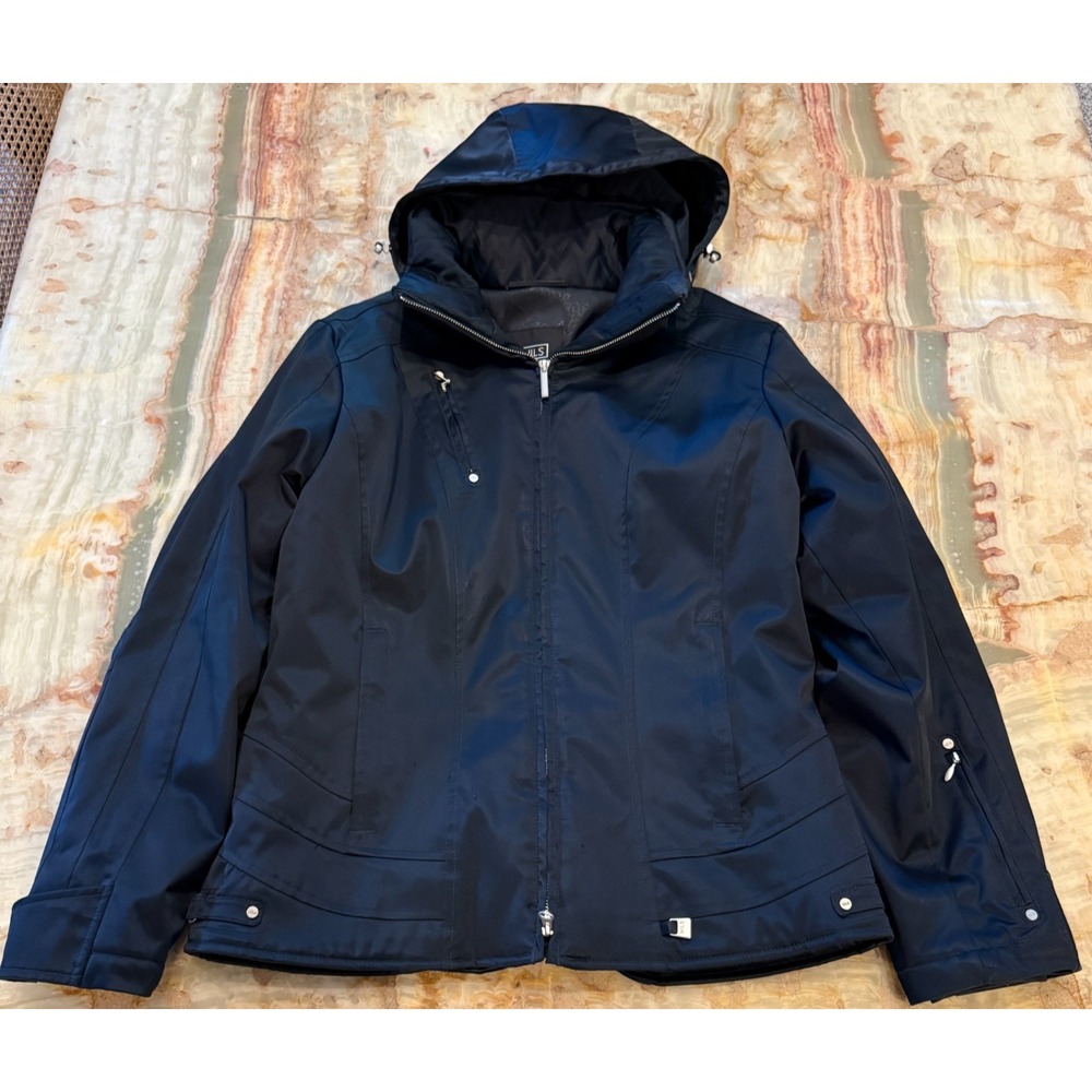NILS Womens Ski‎ Hooded Jacket Black Insulated Waterproof Outdoor Size 12